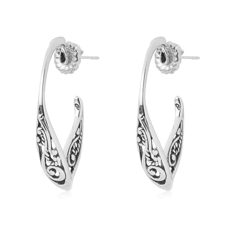 Carolyn Pollack Filigree Hoop Earrings Sterling Silver