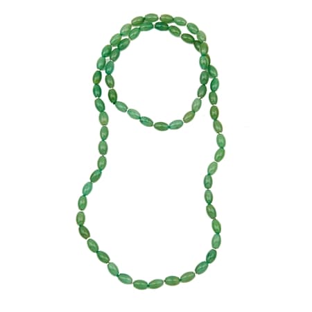 433ct Aventurine 91cm Beaded Necklace Sterling Silver