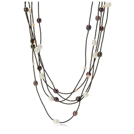 Hilary Joy Couture 235ct Black Spinel & Pearl 65cm Necklace SS