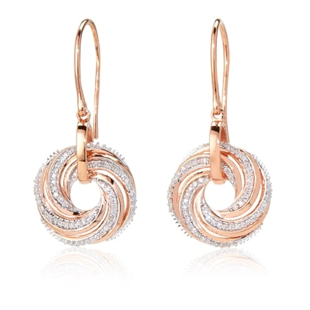0.25ct Natural Diamond Endless Circle Hook Earrings 9ct Gold