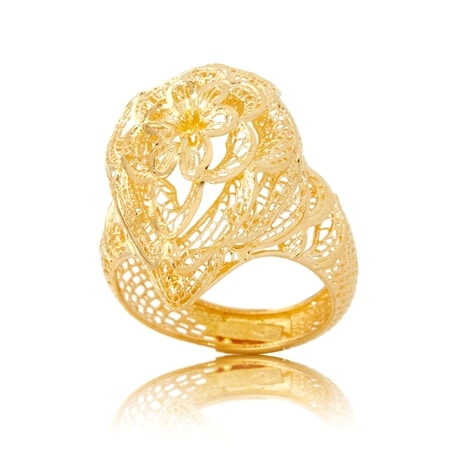 Merletto di Francesca 9ct Yellow Gold Floral Roma Ring