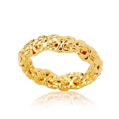 Oro Nuovo 14ct Yellow Gold Polished Woven Byzantine Ring