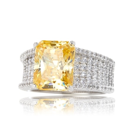 Charles Winston Diamonesque 6.63ct tw Sim. Yellow Diamond SSilver Ring