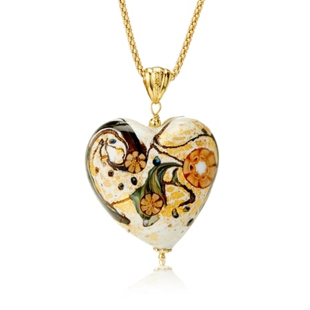 Il Murano di Francesca Heart Pendant Sterling Silver 18ct GP 55cm