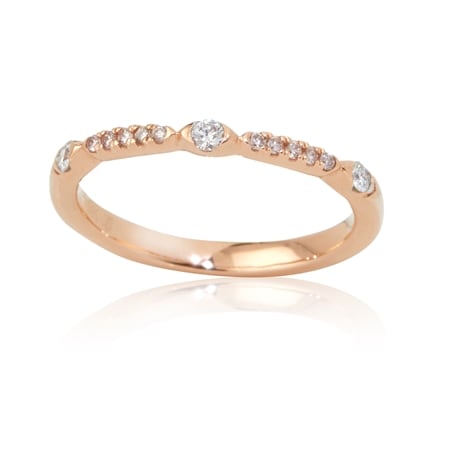 0.15ct Natural Pink & White Diamond Stacking Ring 9ct Rose Gold