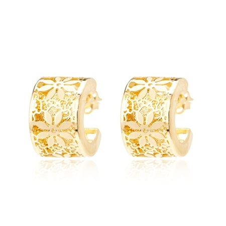 Splendido 14ct Yellow Gold Ricami Huggie Hoop Earrings