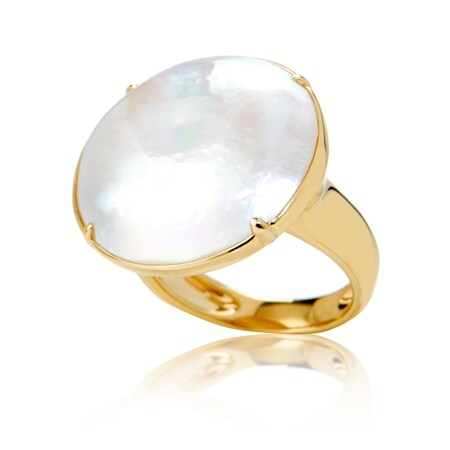 Matahina 20-21mm White Mabe South Sea Pearl Ring 18ct Gold