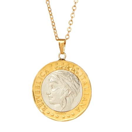 18ct Gold Italian 1000 Lire Coin Pendant 50cm