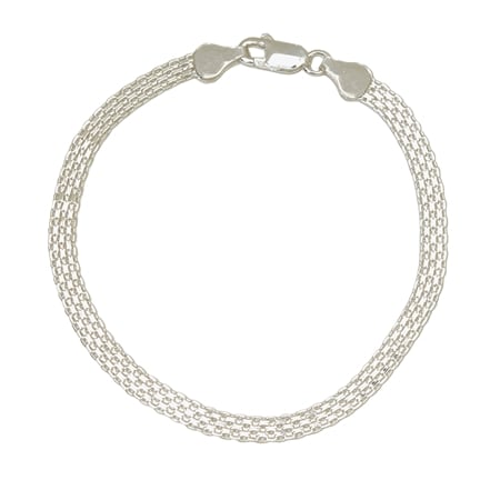 Sterling Silver Italian 4 Strand Bismark Bracelet 19cm