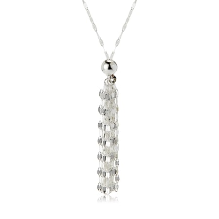 Sterling Silver Italian Tassel Necklace 80cm Chain