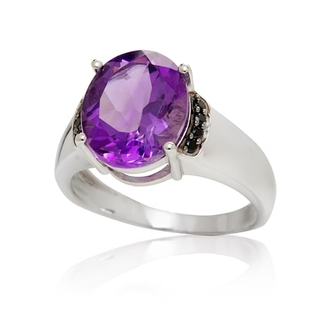 3.93ct Amethyst & Black Spinel Gala Ring Sterling Silver