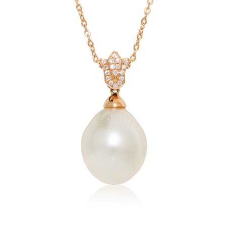 Matahina 12-13mm South Sea Pearl & Diamond Tulip Pendant 18ct Gold