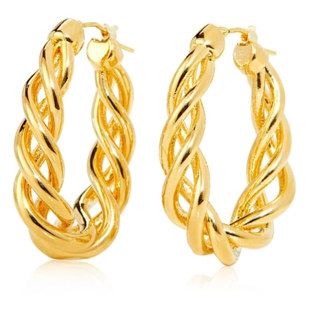 Oro Nuovo 14ct Yellow Gold Twist Oval Hoop Earrings