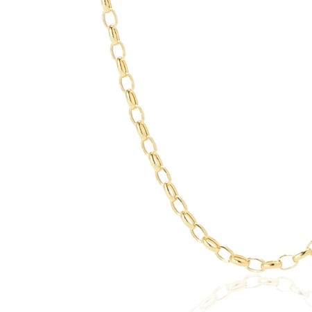 9ct Yellow Gold Italian Oval Rolo Link Necklace 75cm