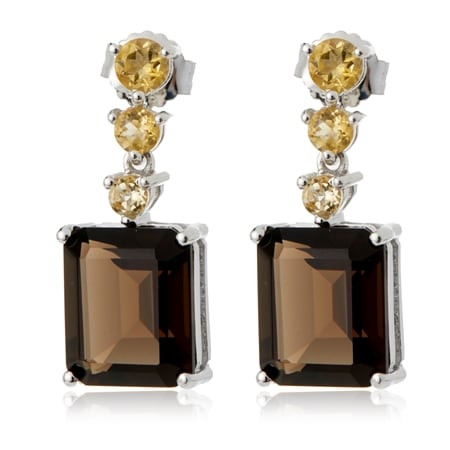 11.4ct Smoky Quartz & Citrine Earrings Sterling Silver
