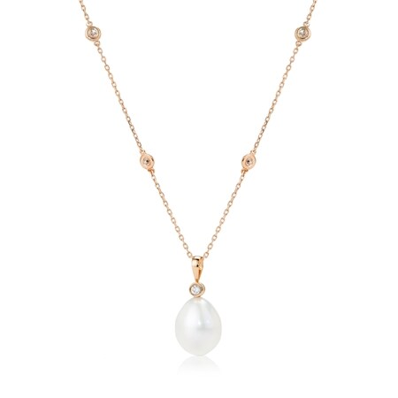 Matahina 12-13mm South Sea Pearl & Dia Pendant with Dia Chain Necklace 14ct