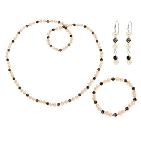 Gems of the Orient FWP & Black Cloisonne Necklace, Bracelet and Earring set