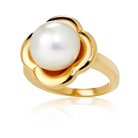 Matahina 11-12mm South Sea Pearl Flower Ring 18ct Gold