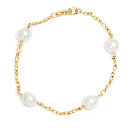 Matahina 8-9mm South Sea Pearls Belcher Chain Bracelet 9ct Gold