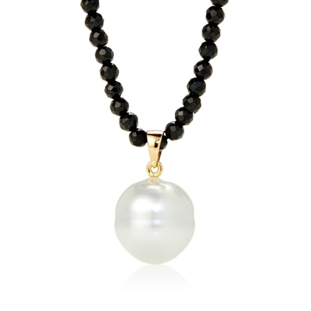Matahina 14-15mm South Sea Pearl & Spinel Necklace 18ct Yellow Gold