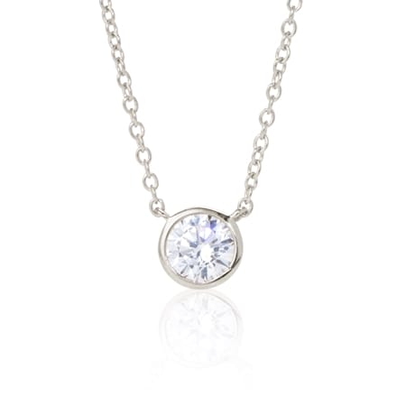 Diamonesque 1.25ct tw Sterling Silver Bezel Set Pendant 50cm