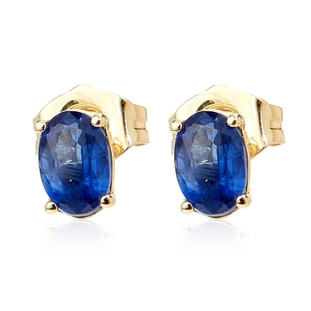 1.1ct Nepalese Kyanite Oval Stud Earrings 9ct Yellow Gold