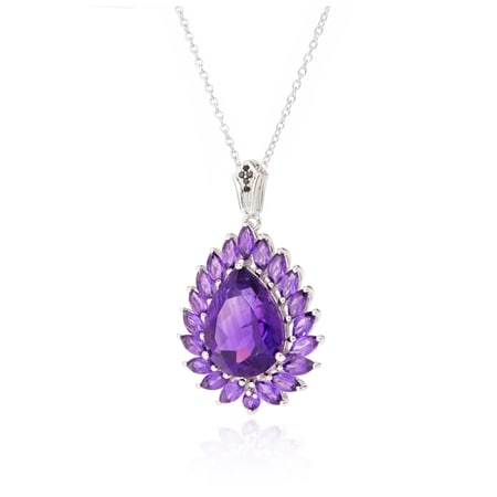 Cocktail Gems 7.9ct Amethyst Pendant & 55cm Chain Sterling Silver
