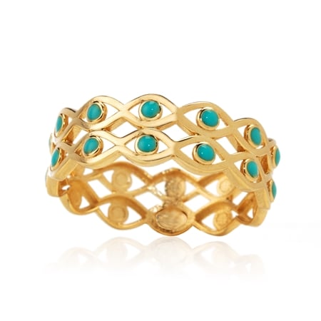 Splendido 14ct Yellow Gold Turquoise Enamel Band Ring