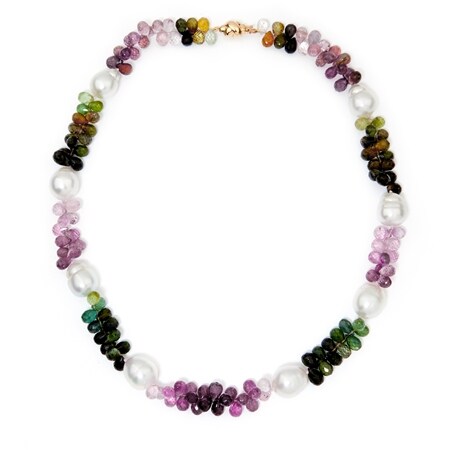 Matahina 12-13mm South Sea Pearl & Tourmaline Necklace 18ct Yellow Gold