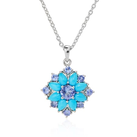 2.6ct Sleeping Beauty Turquoise & Tanzanite Pendant 50+5cm