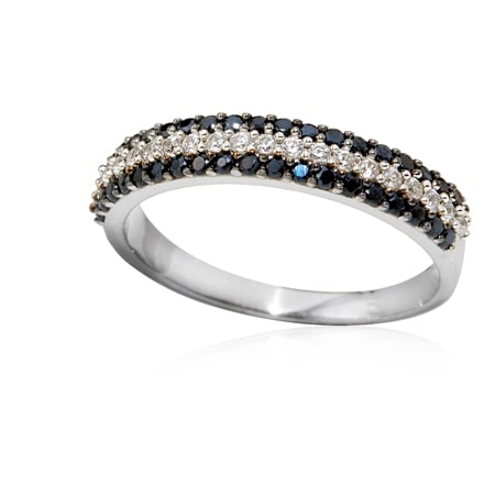 0.8ct Black Spinel & Natural Zircon Ring Sterling Silver