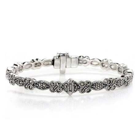 TVSN 2.2ct Marcasite Contemporary Bangle Sterling Silver