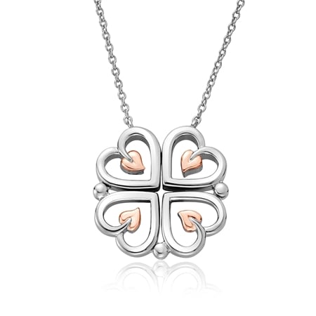 Clogau Sterling Silver & 9ct Rose Gold Tree Of Life Clover Necklace