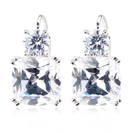 Diamonesque 8.6ct tw Square Cut Sterling Silver Earrings