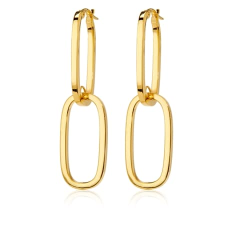 9ct Yellow Gold Italian Double Tube Drop Earrings