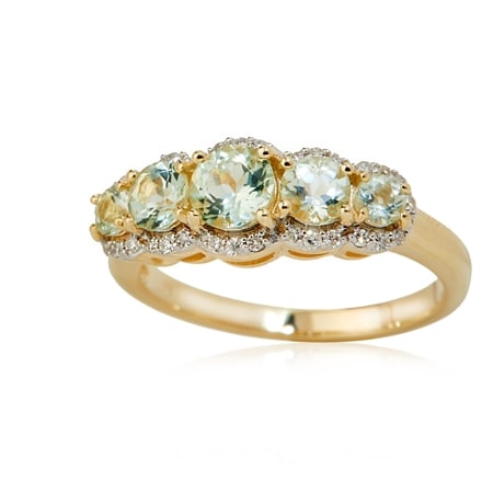 Gem Hunter 1.08ct Amblygonite & 0.14ct Diamond 5-Stone Ring 9ct YG