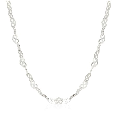 Sterling Silver Italian Heart Link Necklace 75cm