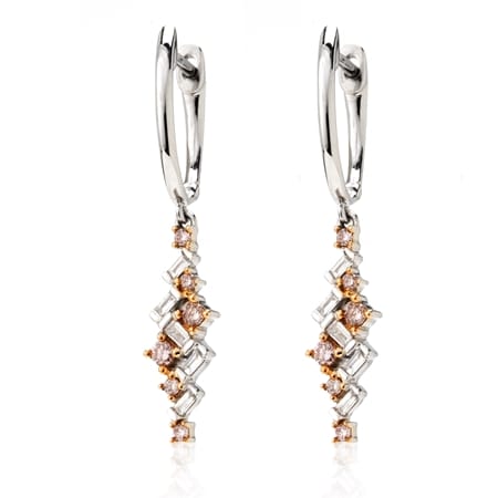 0.20ct Natural Pink & White Diamond Statement Drop Earrings 9ct White Gold
