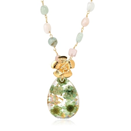 Colori Di Francesca Flower & Tourmaline Drop Pendant & Chain
