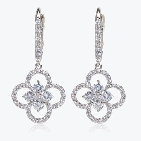 Diamonesque 1.3ct tw Sterling Silver Floral Drop Earrings