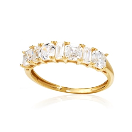 Diamonesque 2.7ct tw Baguette & Asscher Cut Ring 9ct YG