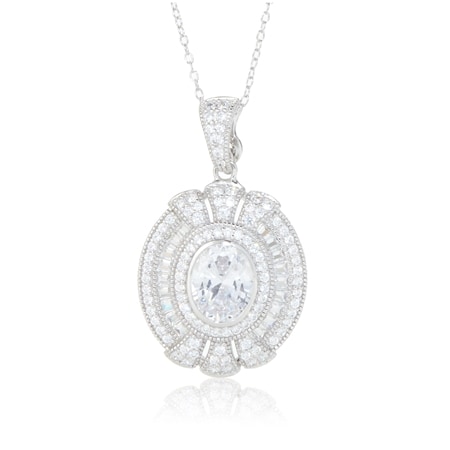 Diamonesque Luxe 4.66ct tw Pendant w/ Chain Sterling Silver 50cm