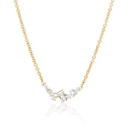0.10ct Natural Baguette Diamond Statement Pendant & Chain 9ct YG