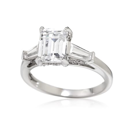 TVSN Diamonesque by Charlie Lapson 2.92ct tw Emerald Cut Ring SS