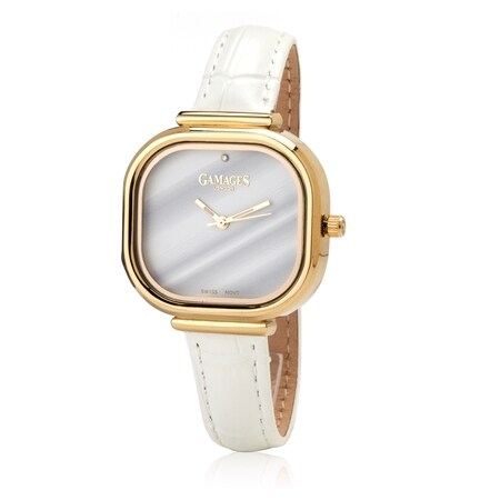 Gamages of London Ladies Mirror Diamond Leather Strap Watch