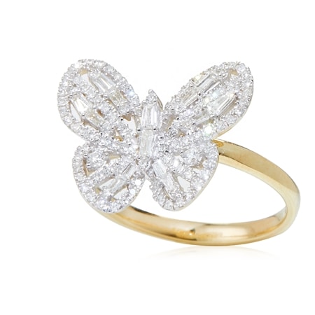 0.50ct Natural Diamond Butterfly Ring 9ct Yellow Gold