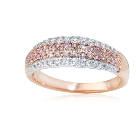 0.50ct Natural Pink & White Diamond Pave Ring 9ct Rose Gold