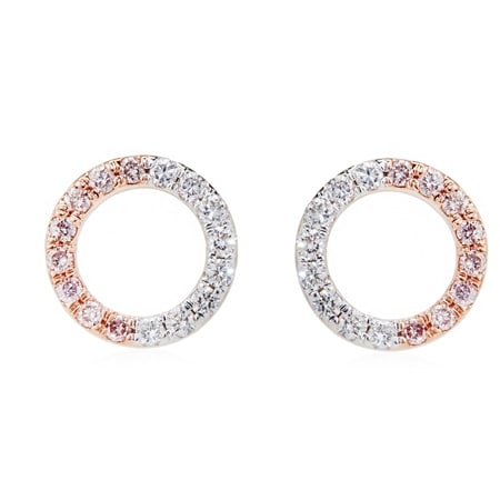 0.33ct Natural Pink & White Diamond Circle Earrings 9ct Rose Gold