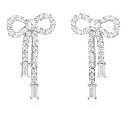 Diamonesque 1.44ct tw Sterling Silver Bow Drop Earrings