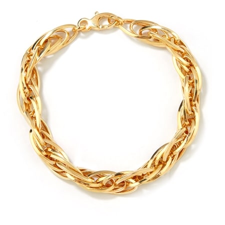 9ct Yellow Gold Italian Twisted Oval Link Bracelet 19cm